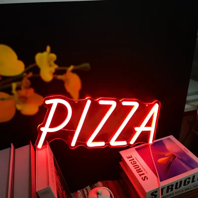 Red LED pizza sign, size 36 x 14 cm